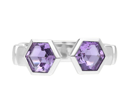 Goddaughters Sterling Silver Amethyst Hexagon Ring