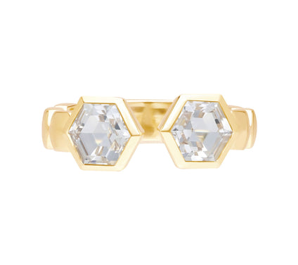 Goddaughters 14K Gold-Clad White Topaz HexagonRing
