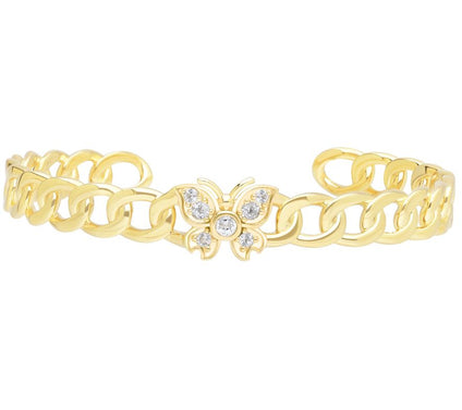 Goddaughters 14K Gold Clad White Topaz Butterfly Cuff