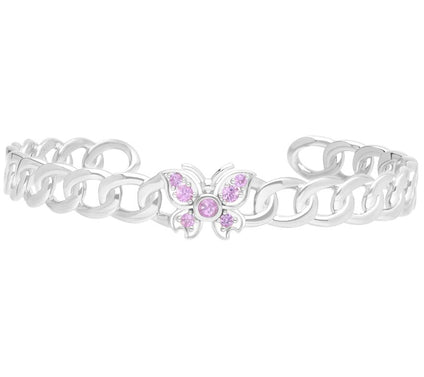 Goddaughters St erling Silver P ink Sapphire Bu tterfly Cuff
