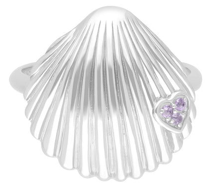 Goddaughters Sterling Silver Pink Amethyst LoveShell Ring