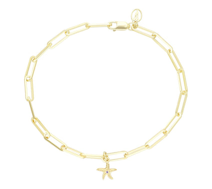 Goddaughters 14K Clad Pink Amethyst Starfish Ankle Bracelet
