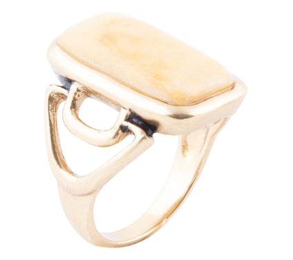 Barse Artisan Crafted Bronze Luster Yellow Agate Ring