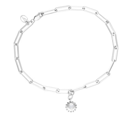 Goddaughters Sterling Silver Moonstone Sun Ankle Bracelet