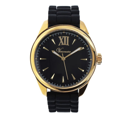 Veronese 18K Clad Choice of Leather or SiliconStrap Watch
