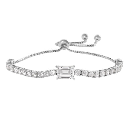 Diamonique 4.60 cttw Adjustable Bracelet, Sterling Silver