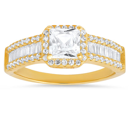 Diamonique 1.25 cttw Princess Cut Halo Ring, Sterling Silver