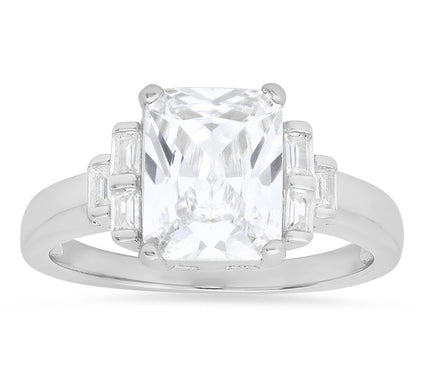 Diamonique 2.90 cttw Emerald Cut Ring, SterlingSilver