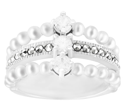 Suspicion Sterling Diamonique& Marcasite Halo Ring