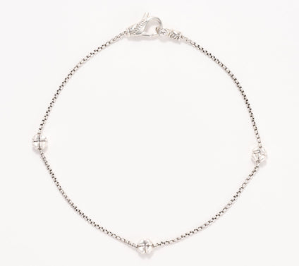 JAI Sterling Silver Baby Box Chain Symbols of Love Anklet, 5.8g