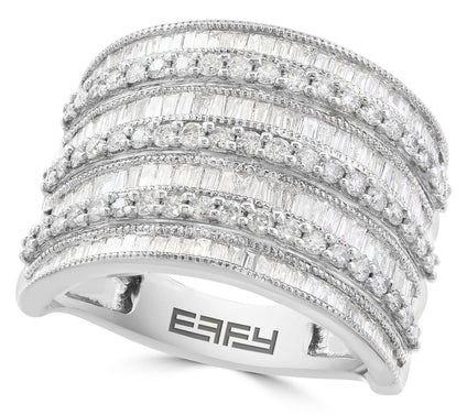 Effy 1.45 cttw Diamond Multi-Row Ring, 14K White Gold