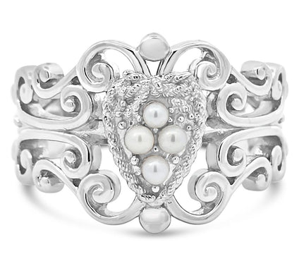 Goddaughters Sterling Silver Love Knot CulturedPearl Ring