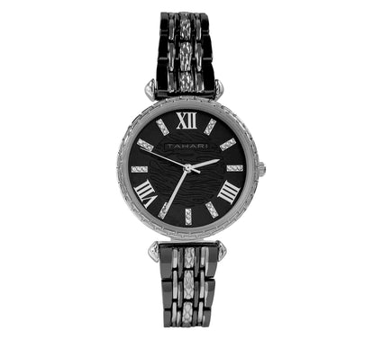 Tahari Women's Gunmetal Crystal Dial Watch