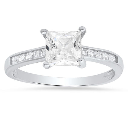 Diamonique 1.35 cttw Princess Cut Ring, Sterling Silver