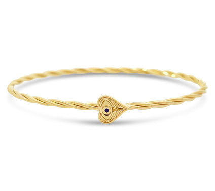 Goddaughters 14K Clad Angel Eyes Black Spinel Heart Bangle