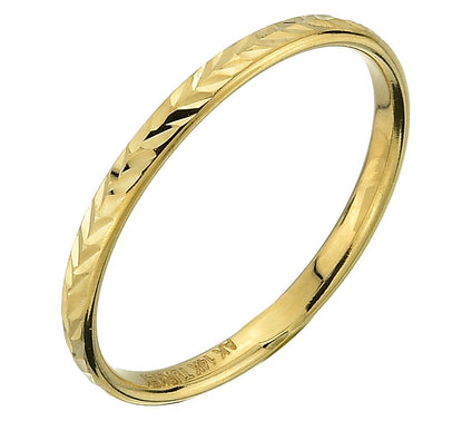 Adorna 14K Gold Chevron Diamond Cut Band Ring