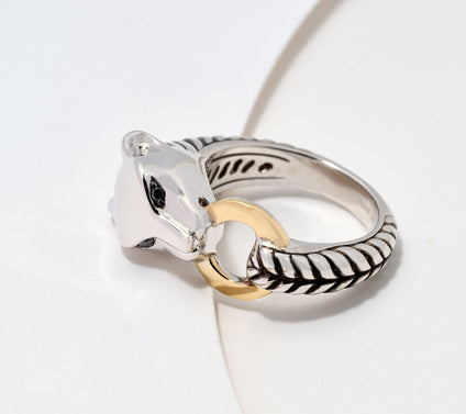 Effy Sterling Silver & 18K Gold Black Diamond Ring