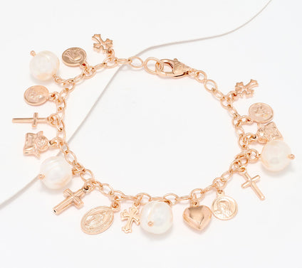 Honora Sterling Silver Cultured Pearl Charm Bracelet
