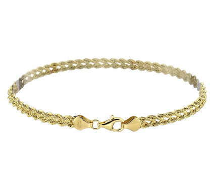 Adorna 14K Gold Double Rope Chain Link Bracelet