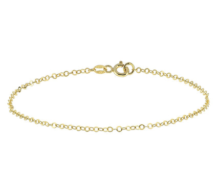 Adorna 14K Gold 2mm Solid Cable Chain Bracelet
