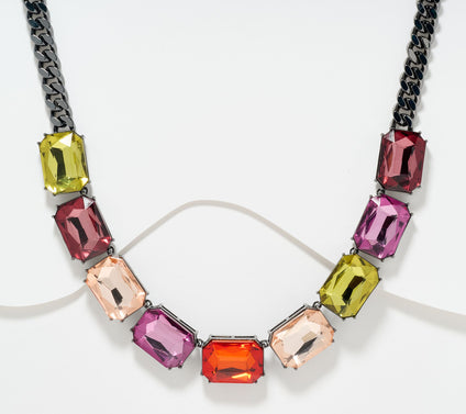 Denim & Co. Simulated Gemstone Necklace