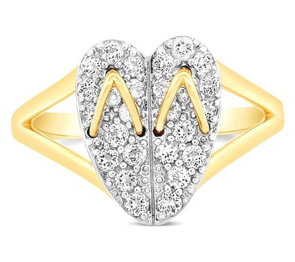 Goddaughters 14K Gold Clad White Topaz Flip Flop Ring