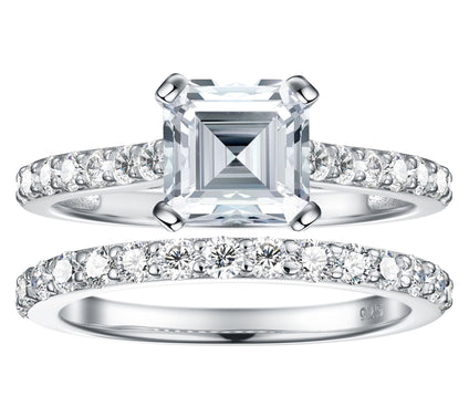 Diamonique 3.00 cttw Solitaire & Eternity RingSet, Sterling