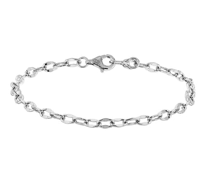 Silver Style 3.5mm Solid Mirror Link Chain Bracelet, Sterling