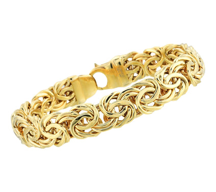 Adorna 14K Gold 10mm Bold Byzantine Chain 7" Bracelet, 10.40g