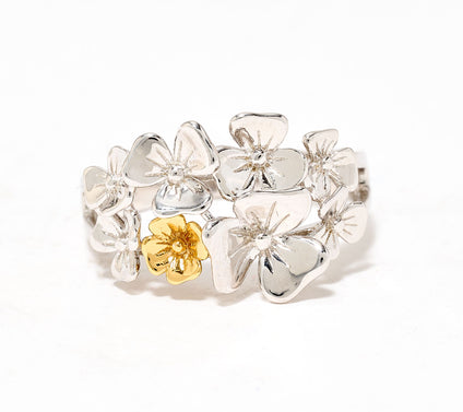 Solvar Sterling Silver & Gold Plated Shamrock Cluster Ring