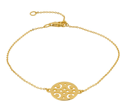 14K Gold Plated Open Work Station Bracelet