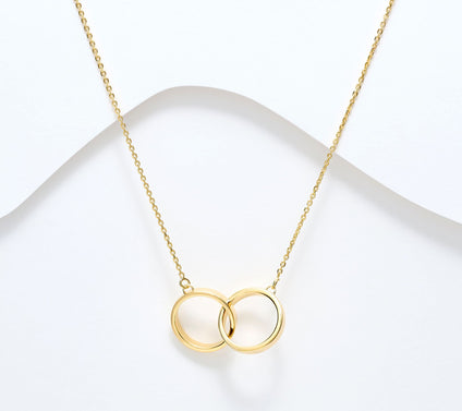 UltraFine 950 Silver Interlocking Diamond Cut Circle Necklace