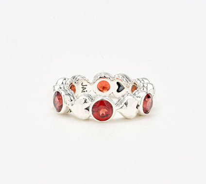 JAI Sterling Silver Gemstone Symbols of Love Heart Band Ring