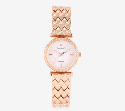Tahari Women's Rosetone Diamond Accent Watch