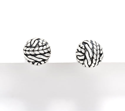 JAI Ireland Sterling Silver Cable Knit Stud Earrings