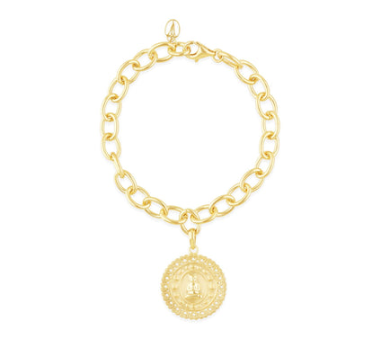 Goddaughters 14K Gold Clad Zen Cat Charm Bracel et