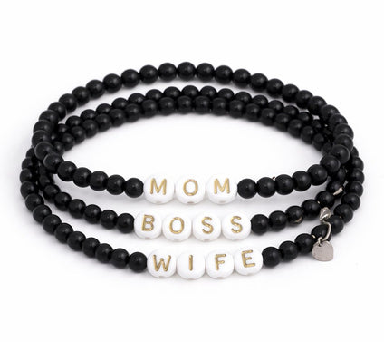 Alkeme Sterling Onyx Bead The Woman in Her EraBracelet Set