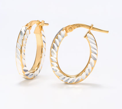 UltraFine 950 Silver Diamond Cut 3/4" Hoop Earrings