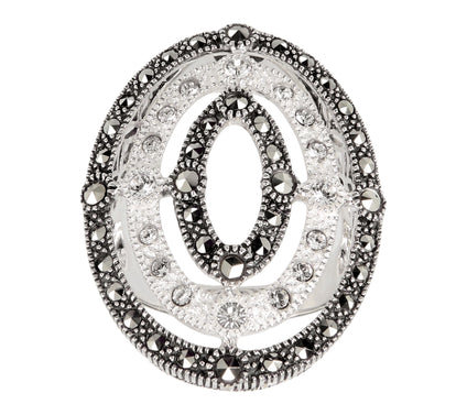 Suspicion Crystal & Marcasite Statement Ring, Sterling Silver