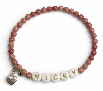 Alkeme Sterling Silver Rhodonite Personalized Name Bracelet