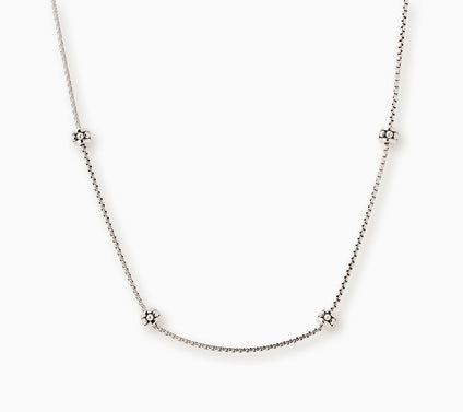 JAI Sterling Silver Baby Box Chain Shimmer Bead Necklace, 18"