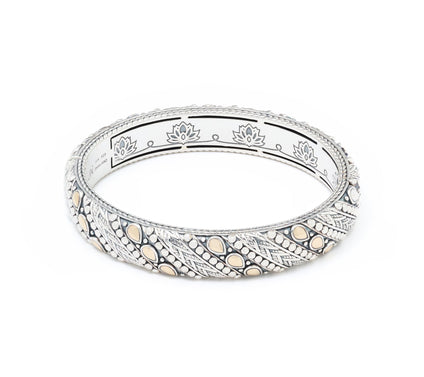JAI Sterling Silver & 14K Lotus Legacy Weave Bangle, 54.5g