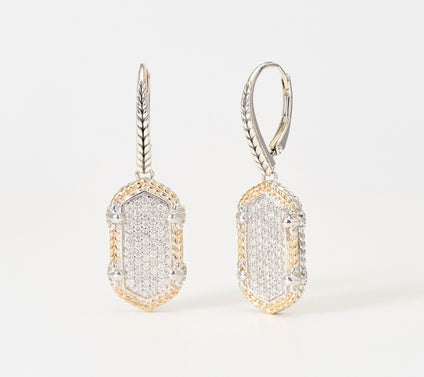 JAI Sterling Silver & 14K Gold Basketweave Drop Earrings