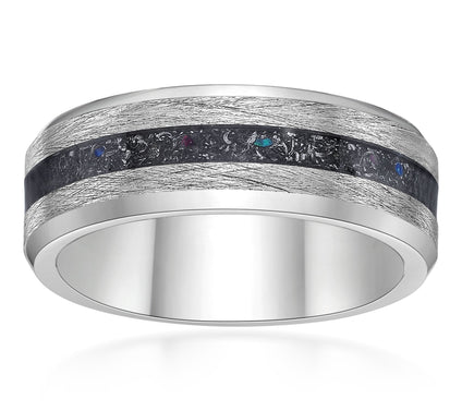 LYNX Men's Stainless Steel & Crushed Titanium Ring