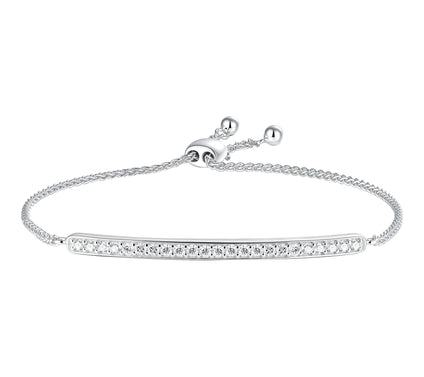 Fire Light Lab Grown Diamond Adjustable Bar Bracelet, Sterling