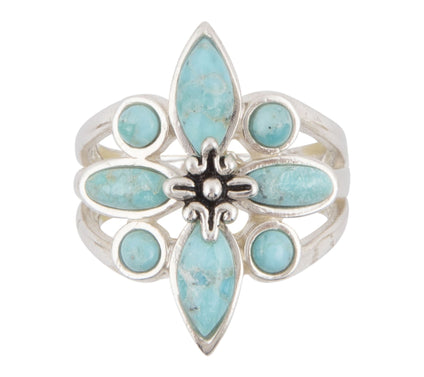 Barse Artisan Crafted Floral Blue Turquoise Ring