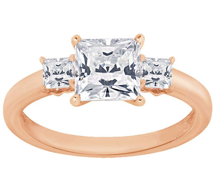 Diamonique 1.00 cttw Princess-Cut 3-Stone R ing, Sterling