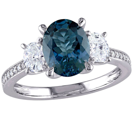 Bellini 14K 2.50 cttw Blue Topaz & 6/10 cttw Diamond Ring