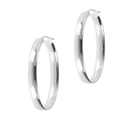 UltraFine Silver 1-3/4" Polished Oval Hoop Earrings