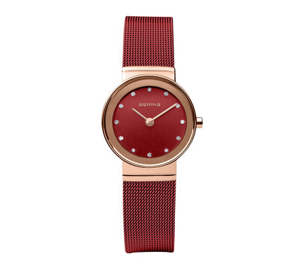 Bering Women's Rosetone Red Swarovski Crystal Watch